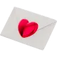 Pink circle with a white envelope inside with a red heart on it
